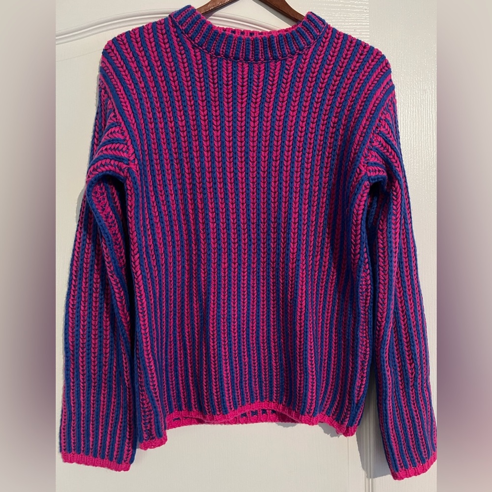 Endless rose pink and blue striped sweater S